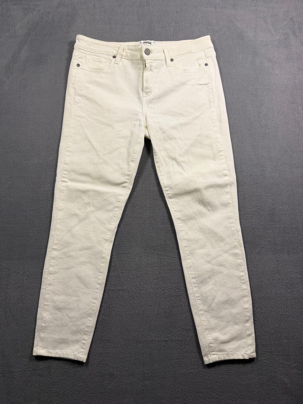 PAIGE Denim White Jeans Women Size 31 Premium Stretch Slim Straight Ankle Pants